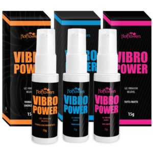 Kit Gel Vibro Power Vodka com Energético, Tutti-Frutti e Power Black
