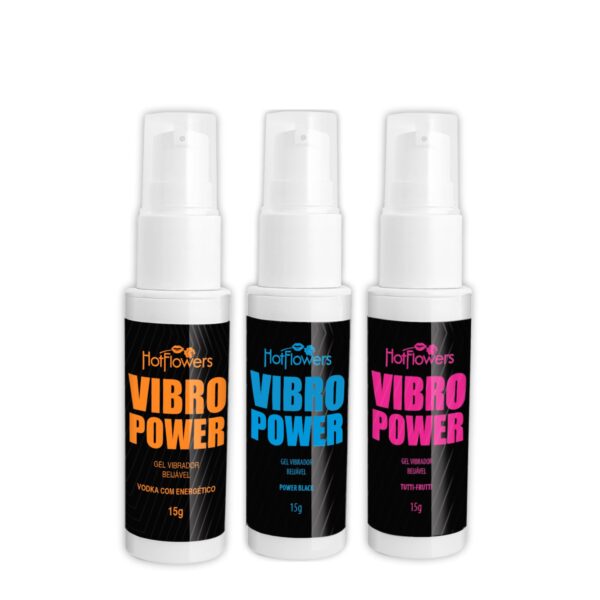 Kit Gel Vibro Power Vodka com Energético, Tutti-Frutti e Power Black